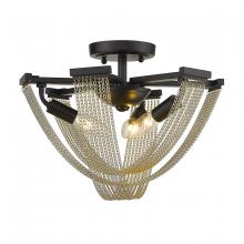 Golden 1896-3SF BLK-CHN - Samba 3 Light Semi-Flush