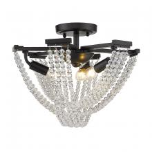 Golden 1896-3SF BLK-CRY - Samba 3 Light Semi-Flush