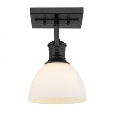 Golden 3118-1SF BLK-OP - Hines 1-Light Semi-Flush in Matte Black with Opal Glass