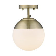  3218-SF AB-AB - Dixon Semi-Flush in Aged Brass with Opal Glass and Aged Brass Cap