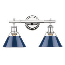 Golden 3306-BA2 CH-NVY - Orwell 2-Light Vanity Light in Chrome with Matte Navy