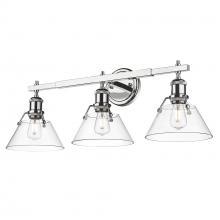 Golden 3306-BA3 CH-CLR - Orwell 3-Light Vanity Light in Chrome with Clear Glass