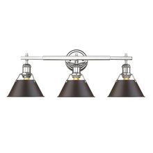 Golden 3306-BA3 CH-RBZ - Orwell 3-Light Vanity Light in Chrome with Rubbed Bronze