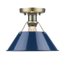 Golden 3306-FM AB-NVY - Orwell 1-Light Flush Mount in Aged Brass with Matte Navy