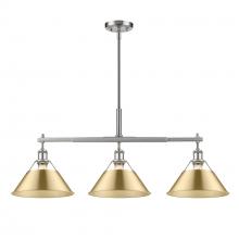  3306-LP PW-BCB - Orwell PW 3 Light Linear Pendant in Pewter with Brushed Champagne Bronze shades