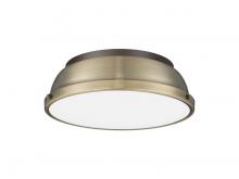 Golden 3602-14 RBZ-AB - Duncan 14" Flush Mount in Rubbed Bronze with Aged Brass