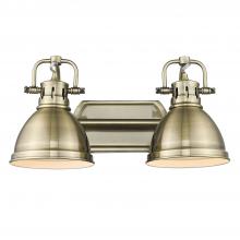 Golden 3602-BA2 AB-AB - Duncan 2 Light Bath Vanity in Aged Brass with Aged Brass Shades