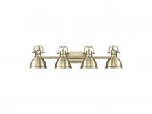 Golden 3602-BA4 AB-AB - Duncan 4-Light Bath Vanity in Aged Brass with Aged Brass