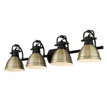  3602-BA4 BLK-AB - Duncan BLK 4 Light Bath Vanity in Matte Black with Aged Brass Shade