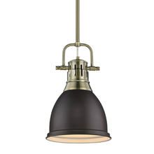 Golden 3604-S AB-RBZ - Duncan Small Pendant with Rod in Aged Brass with Rubbed Bronze