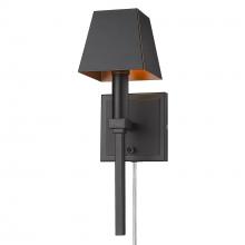 Golden 5905-1W BLK-BLK - Messina 1 Light Wall Sconce