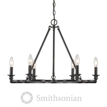 Golden 5926-6 ABZ - Smithsonian Saxon 6 Light Chandelier in Aged Bronze