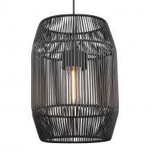  6073-O1P NB-BCW - Seabrooke 1 Light Pendant - Outdoor in Natural Black with Black Composite Wicker Shade