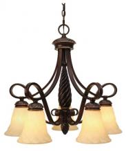 Golden 8106-D5 CDB - Torbellino 5 Light Nook Chandelier in Cordoban Bronze with Remolino Glass