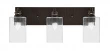 Toltec Company 1163-ES-530 - Edge 3 Light Bath Bar, Espresso Finish, 4" Square Clear Bubble Glass