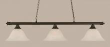  373-DG-5831 - Three Light Dark Granite White Alabaster Glass Pool Table Light