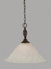  82-DG-5781 - One Light Dark Granite White Alabaster Swirl Glass Down Pendant