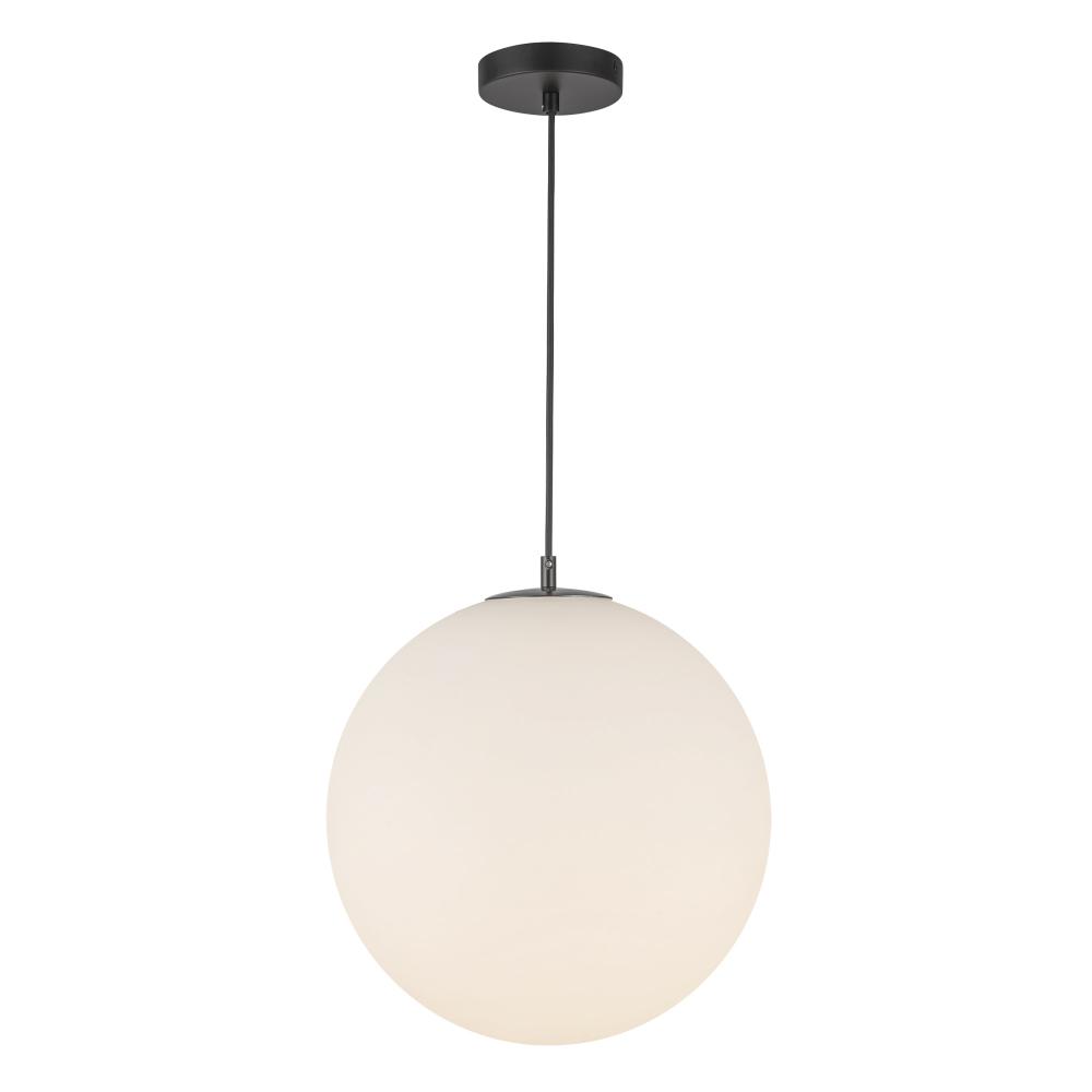 Marco 16-in Black/Opal Glass LED Pendant