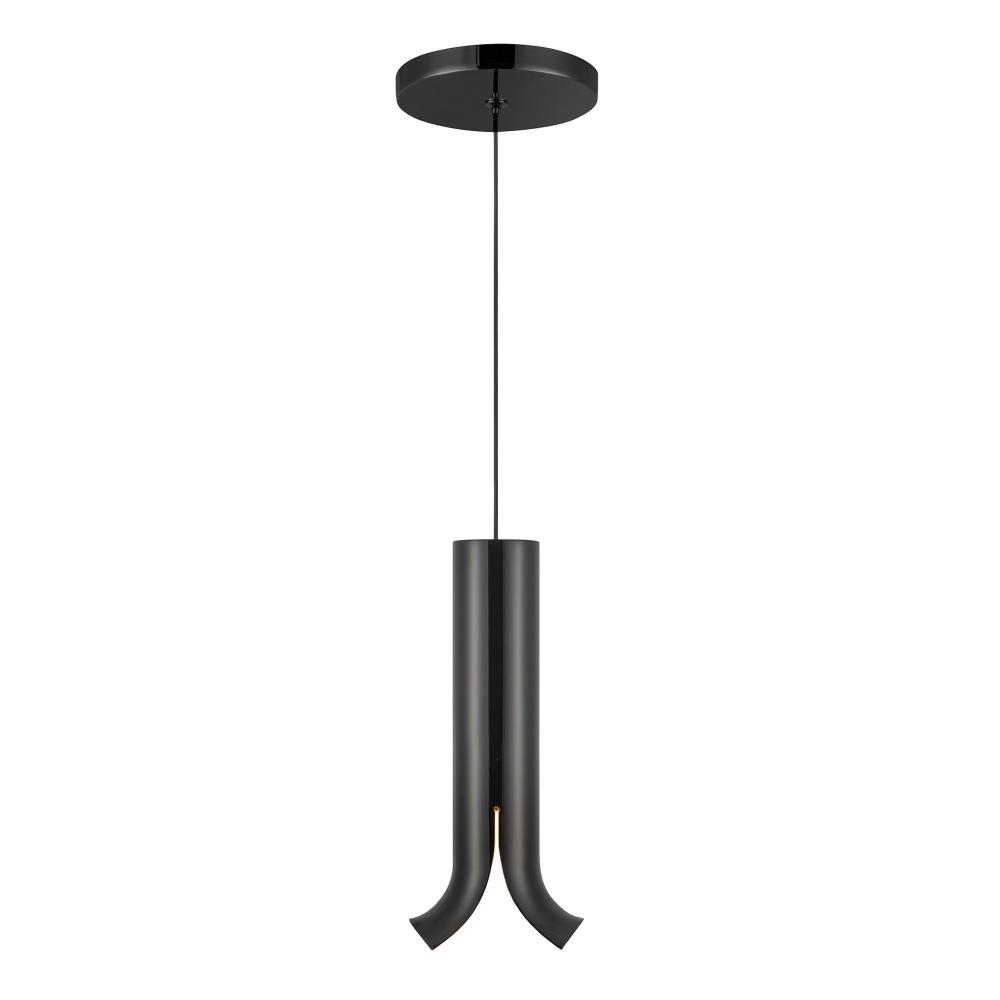 Husk 9-in Glossy Black LED Pendant