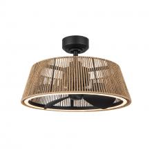 Kuzco Lighting CF41424-MB/BR-5CCT - Isla 24-in Matte Black/Braided Rope FAN + LED Ceiling Fan