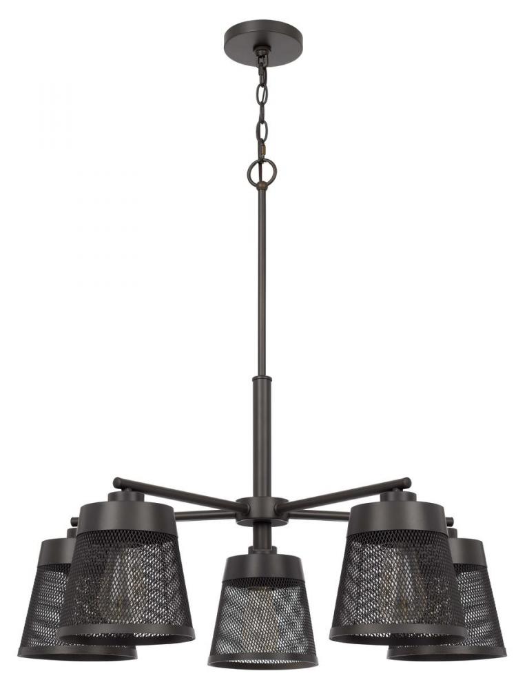 60W X 5 Hampton Metal Chandelier with Mesh Shades