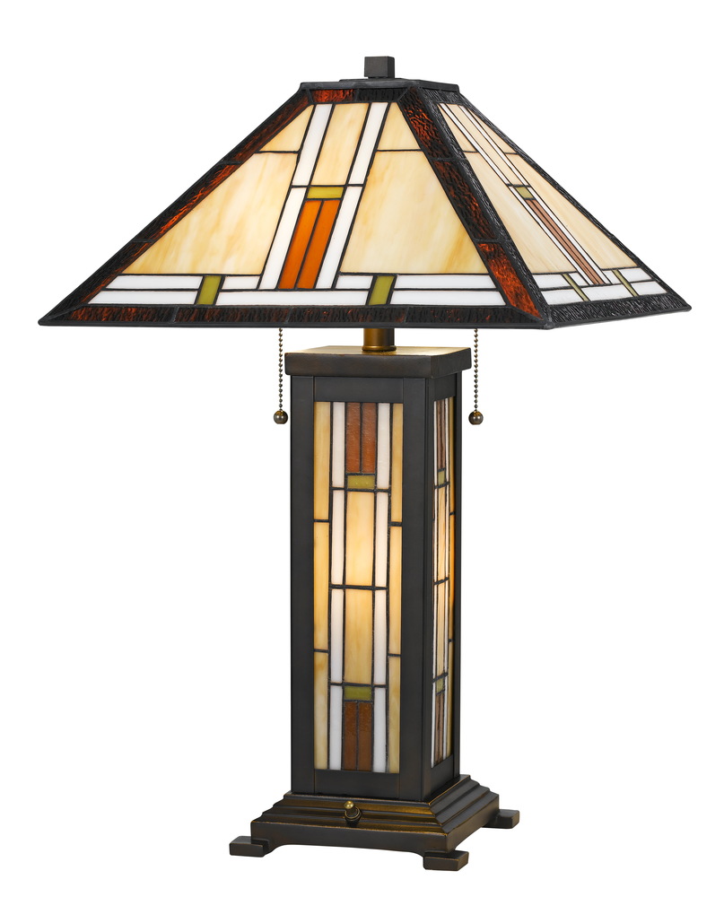 60W X 2 Tiffany Table Lamp with 7W Night Light