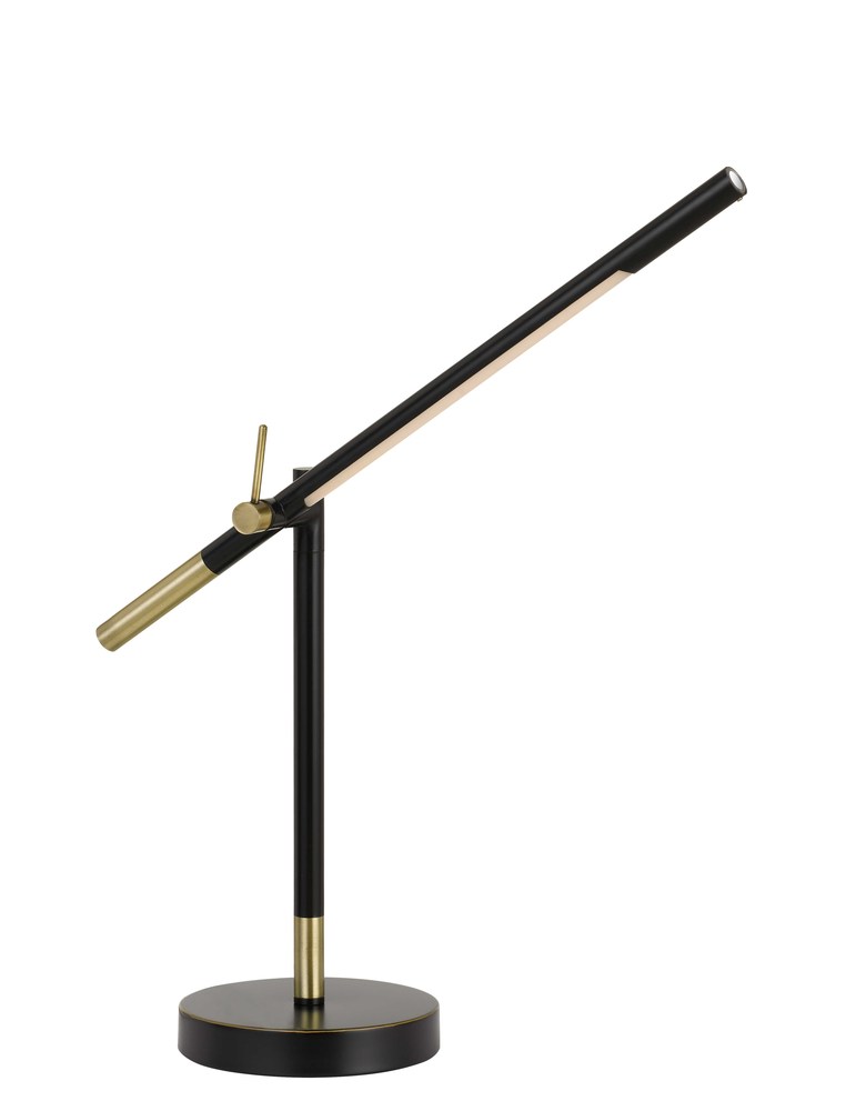 27" Height Metal Desk Lamp in Black and Antique Brass Finish