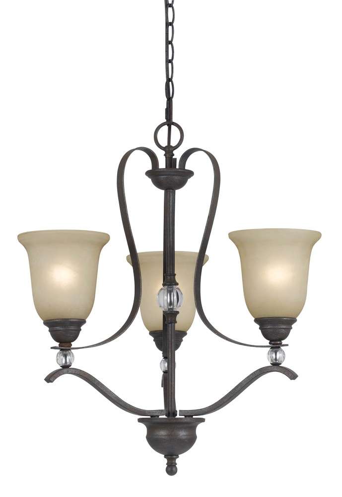 24" Three Light Chandelier in Organic Black