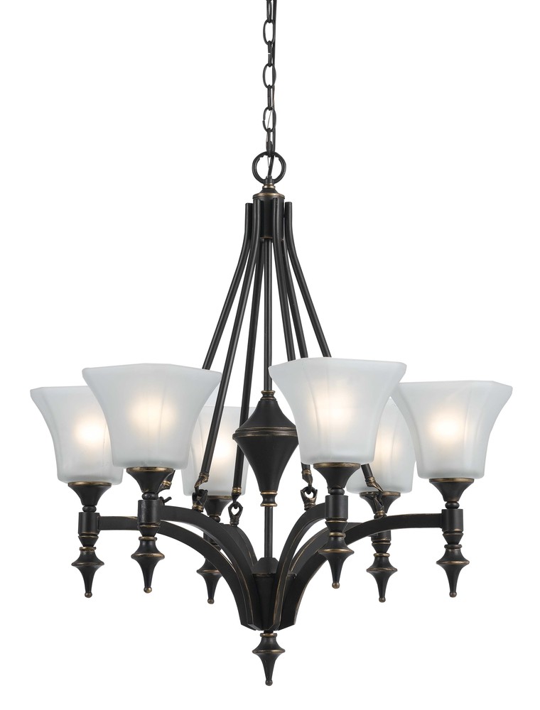 29" Inch Tall Iron Chandelier in Dark Bronze Finish