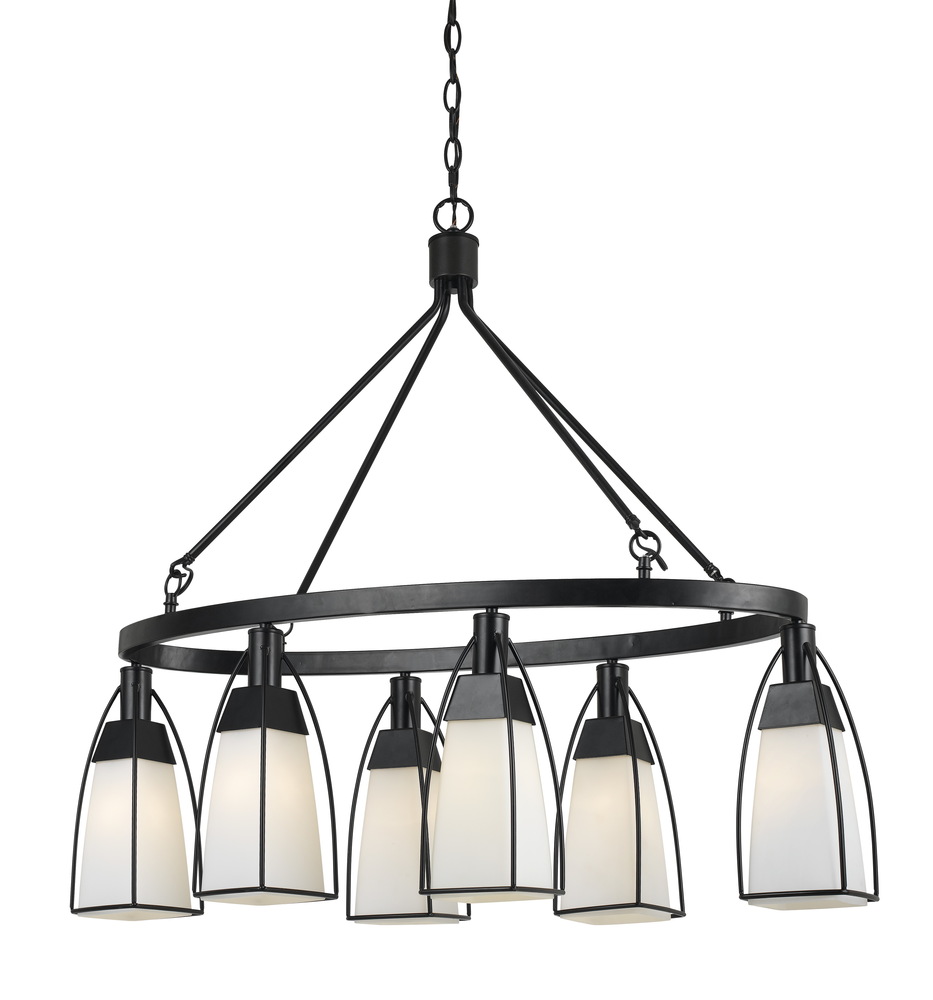 32.75 Inch Metal and Glass Chandelier in Black Finish