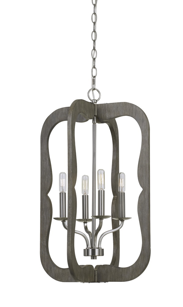 26.5" Height Rectangular Pendant Fixture in Wood Finish