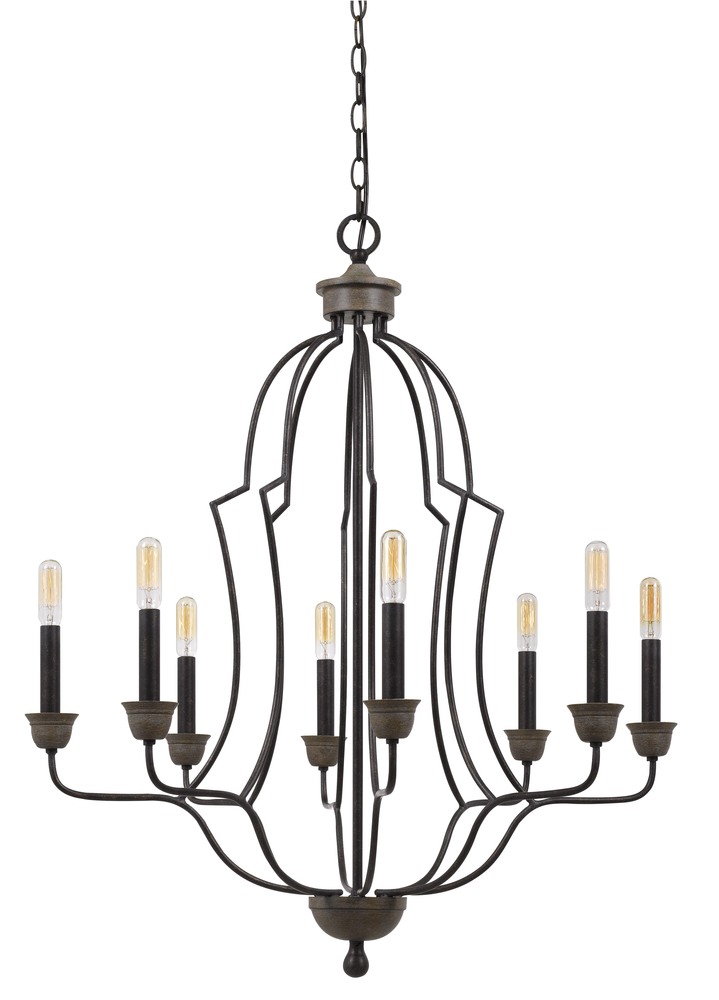 33.75" Height Metal Chandelier in Textured Bronze Finish