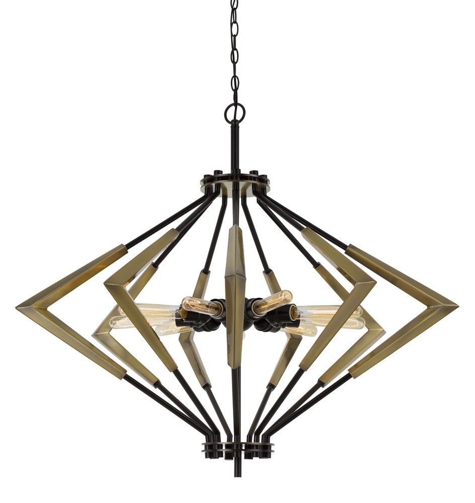 33" Height Metal Fixture in Antique Brass and Black Finish