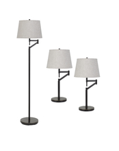 CAL Lighting BO-2874-3-DB - 61" Floor and 26.25" Height Metal Table Lamp Set in Dark Bronze Finish 3 Pcs package