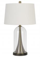 CAL Lighting BO-2989TB - 150W 3 Way Camargo Glass/Metal Table Lamp with Hardback Taper Drum Fabric Shade