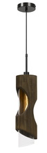  FX-3669-1P - 23.5 Height Glass Pendant in Smoky Wood Finish