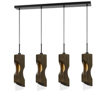  FX-3669-4 - 23.5 Height Glass Pendant in Smoky Wood Finish