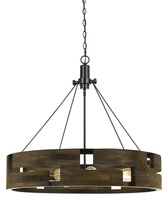  FX-3670-9 - 30" Height Metal Chandelier in Smoky Wood Finish