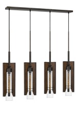  FX-3690-4 - 38" Height Wood and Metal Pendants in Wood Color Finish