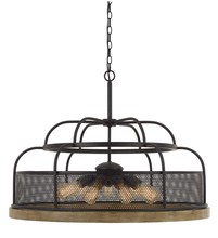  FX-3706-9 - 34" Height Pine Wood and Metal Fixture in Iron and Light Oak Finish