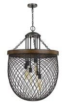  FX-3718-6 - 38.25" Height Metal Chandelier in Bronze Wood Finish