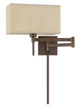 CAL Lighting WL-2930-RU - 60W Robson Wall Swing Arm Reading Lamp With Rectangular Hardback Fabric Shade. 3 Ft Wire Cover inclu