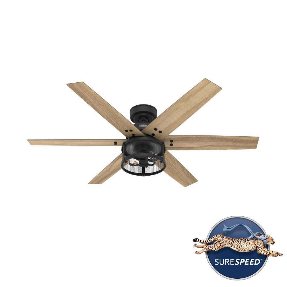 Hunter 52 inch Houston Matte Black Ceiling Fan with LED Light Kit and Handheld Remote