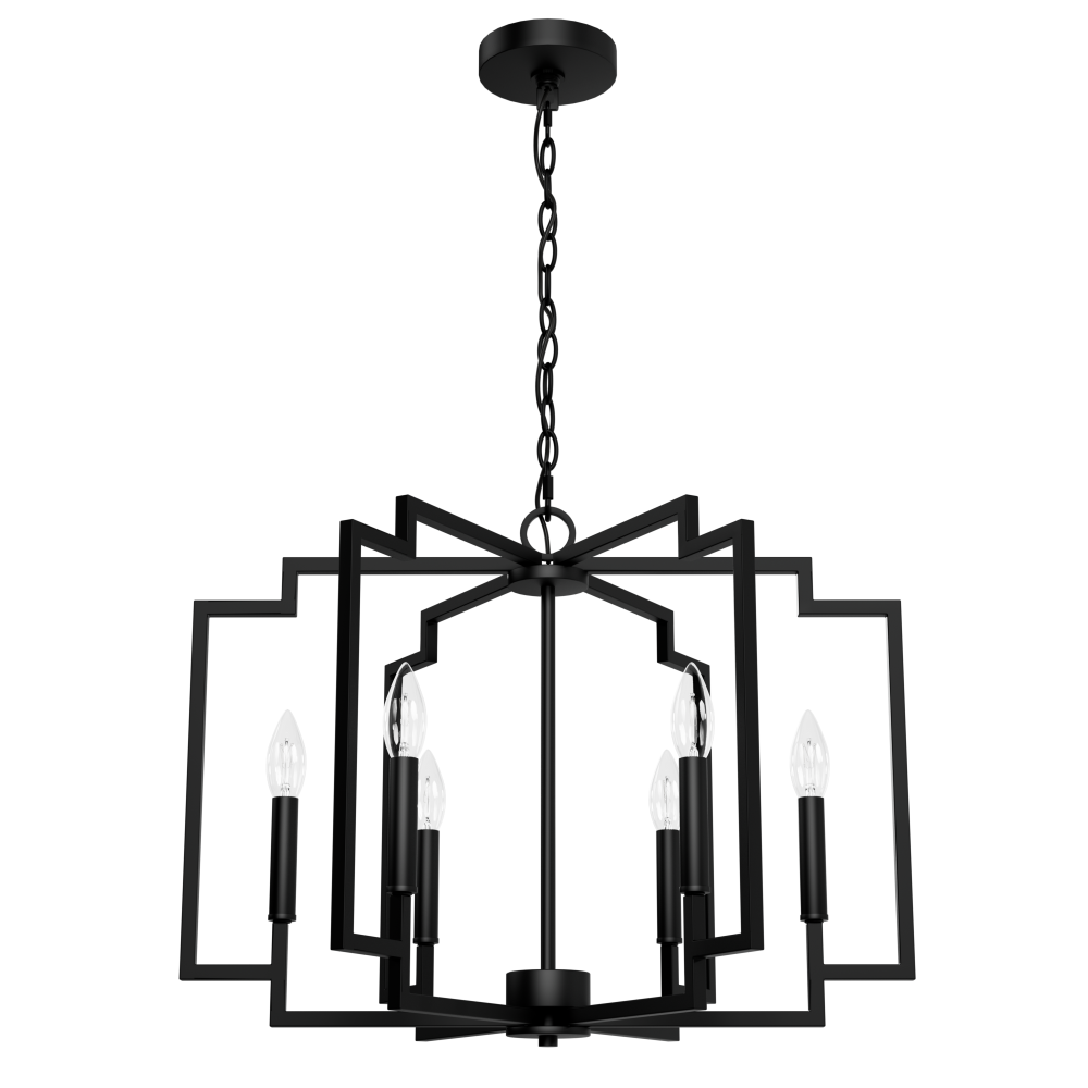 Hunter Zoanne Matte Black 6 Light Chandelier Ceiling Light Fixture