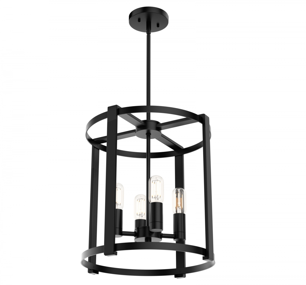 Hunter Astwood Matte Black 4 Light Small Chandelier Ceiling Light Fixture