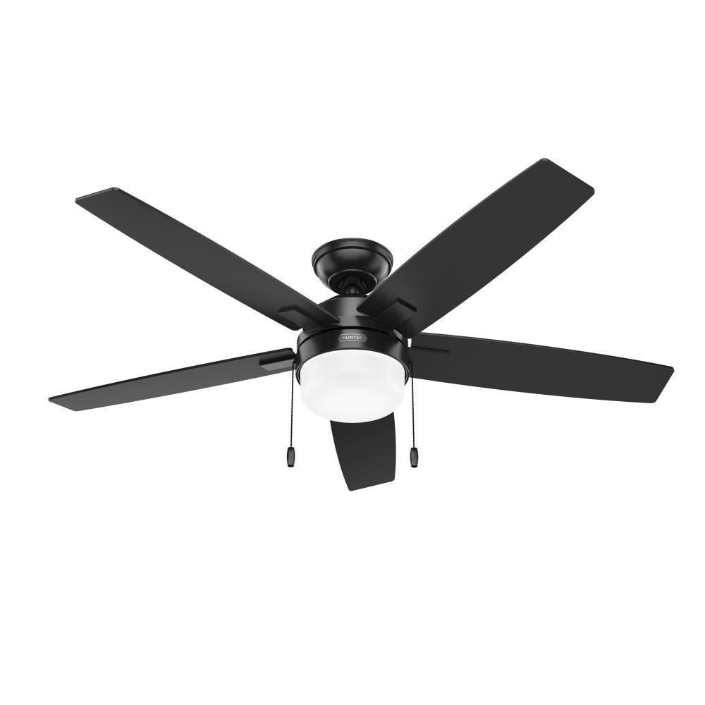 Hunter 52 inch Anisten ENERGY STAR® Matte Black Ceiling Fan with LED Light Kit and Pull Chain