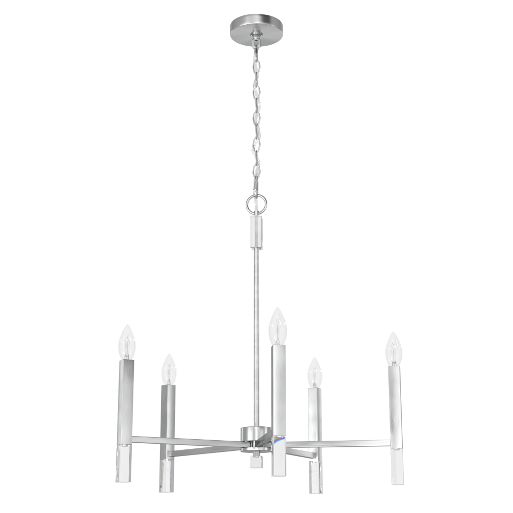 Hunter Sunjai Brushed Nickel 5 Light Chandelier Ceiling Light Fixture