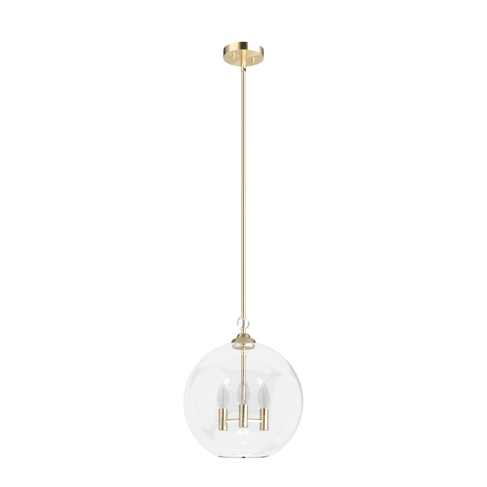 Hunter High Oaks Alturas Gold with Clear Seeded Glass 3 Light Pendant Ceiling Light Fixture