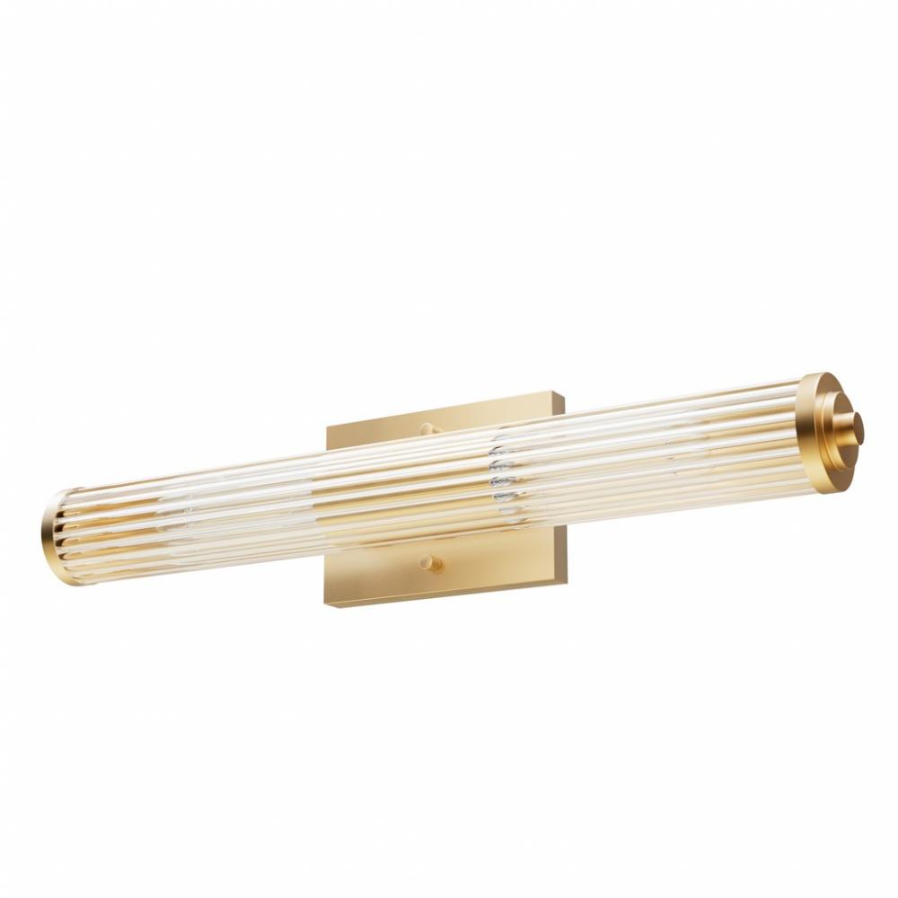 Hunter Holly Grove Alturas Gold with Clear Glass 2 Light Bathroom Vanity Wall Light Fixture