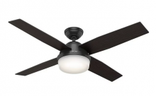 Hunter 59251 - Hunter 52 inch Dempsey Matte Black Damp Rated Ceiling Fan with LED Light Kit and Handheld Remote